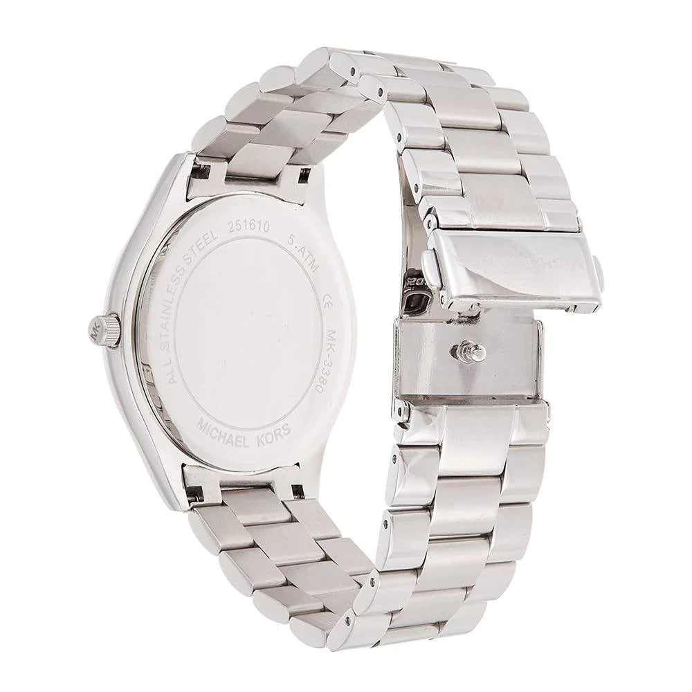 Shop Authentic Michael Kors Slim Runway Quartz Pink Dial Silver Steel Strap Watch For Women - MK3380 - Luxxuri
