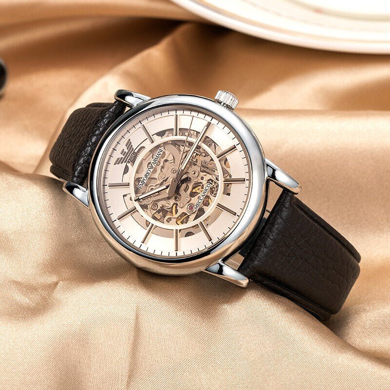  Shop Authentic Emporio Armani Luigi Meccanico Brown Dial Brown Leather Strap Watch For Men - AR1982 - Luxxuri