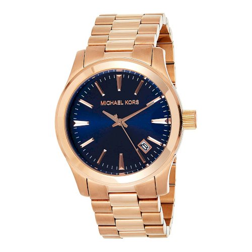  Shop Authentic Michael Kors Runway Blue Dial Rose Gold Stainless Steel Strap Watch for Women - MK7065 - Luxxuri