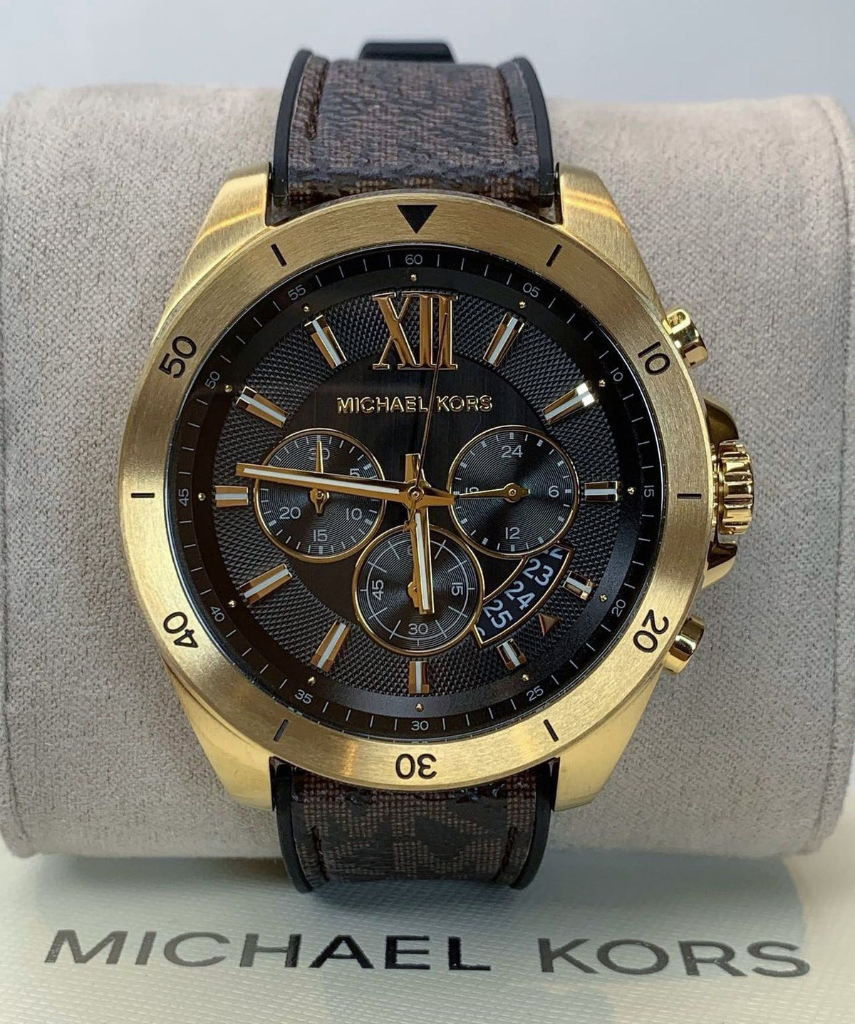  Shop Authentic Michael Kors Brecken Chronograph Black Dial Brown Leather Strap Watch For Men - MK8849 - Luxxuri