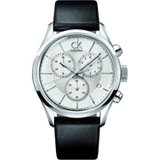  Shop Authentic Calvin Klein Masculine Chronograph White Dial Black Leather Strap Watch for Men - K2H27120 - Luxxuri