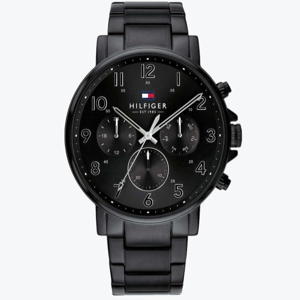  Shop Authentic Tommy Hilfiger Daniel Black Dial Black Steel Strap Watch for Men - 1710383 - Luxxuri