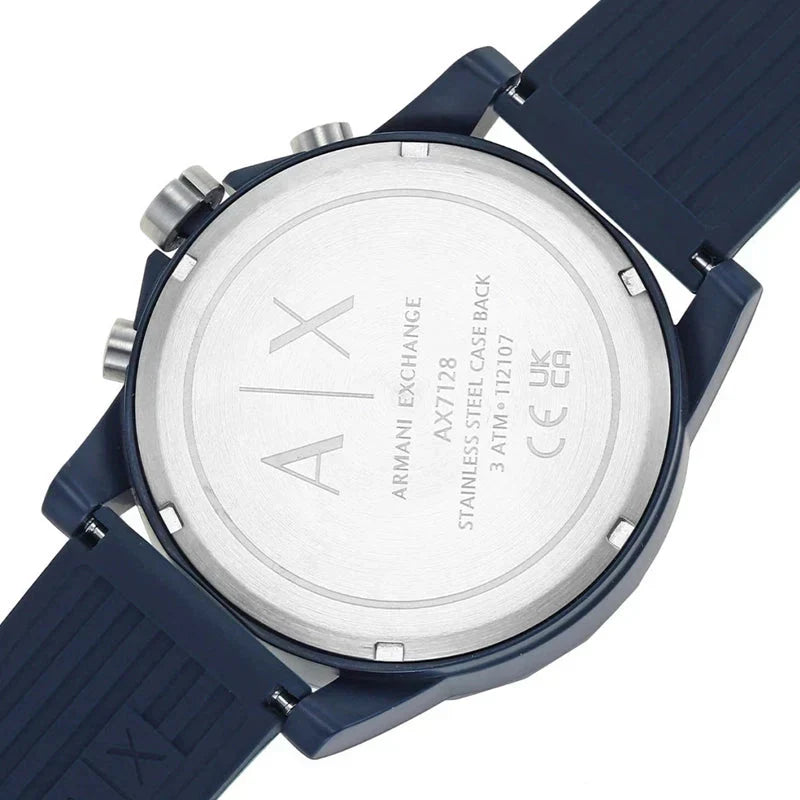  Shop Authentic Armani Exchange Outerbanks Chronograph Blue Dial Blue Silicone Strap Watch For Men - AX7128 - Luxxuri