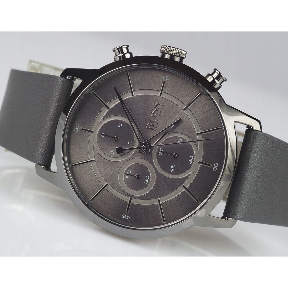  Shop Authentic Hugo Boss Architectural Grey Dial Grey Leather Strap Watch for Men - 1513570 - Luxxuri
