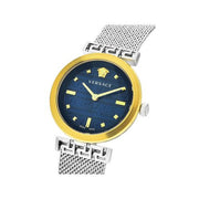  Shop Authentic Versace Meander Blue Dial Silver Mesh Bracelet Watch for Women - VELW00520 - Luxxuri