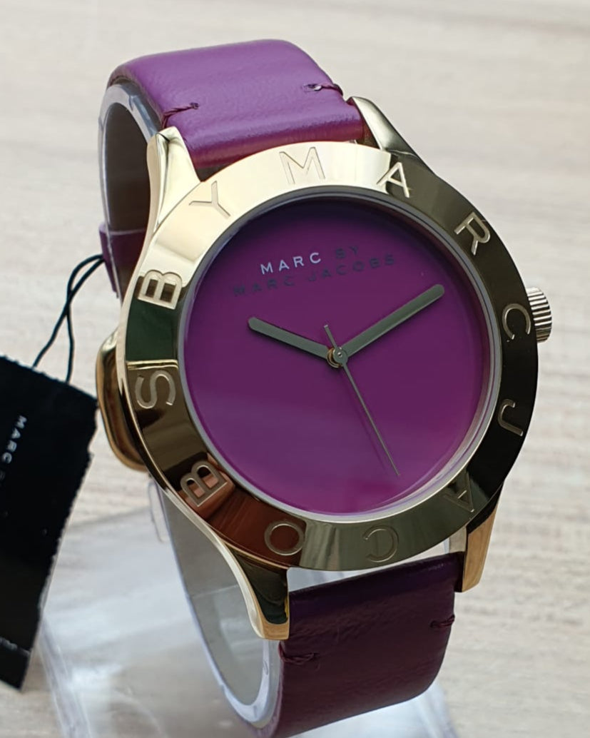 Shop Authentic Marc Jacobs Purple Dial Purple Leather Strap Watch for Women - MBM1209 - Luxxuri