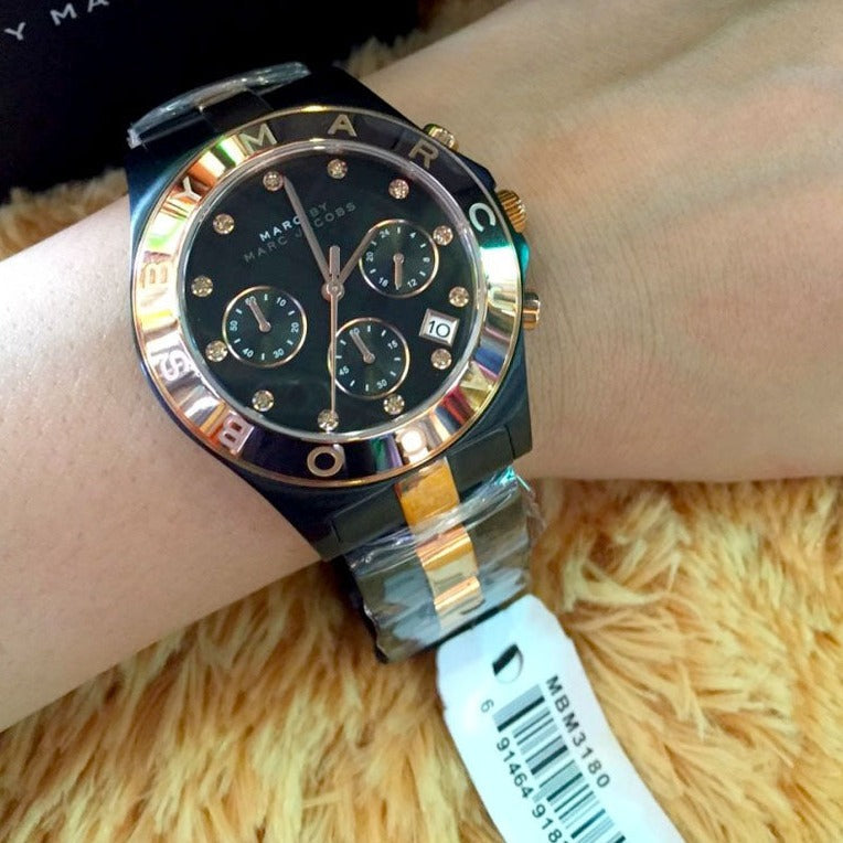  Shop Authentic Marc Jacobs Blade Chronograph Grey Dial Two Tone Steel Strap Watch for Women - MBM3180 - Luxxuri