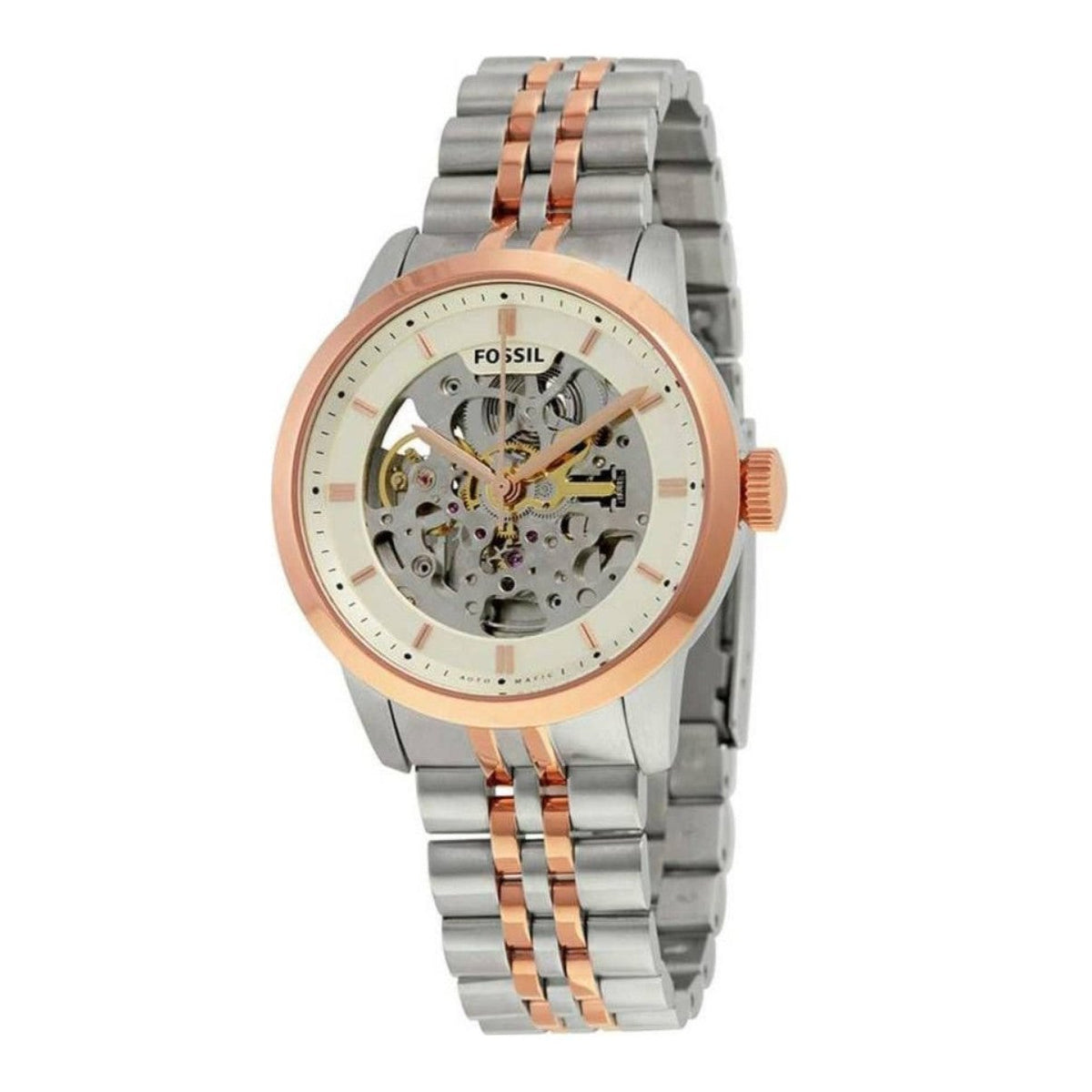  Shop Authentic Fossil Townsman Automatic Skeleton White Dial Two Tone Steel Strap Watch for Men - ME3075 - Luxxuri