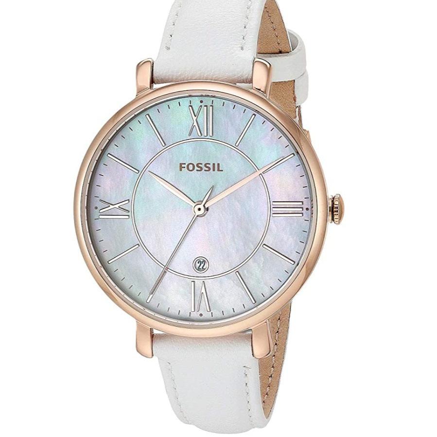  Shop Authentic Fossil Jacqueline Quartz Mother of Pearl White Dial White Leather Strap Watch for Women - ES4579 - Luxxuri