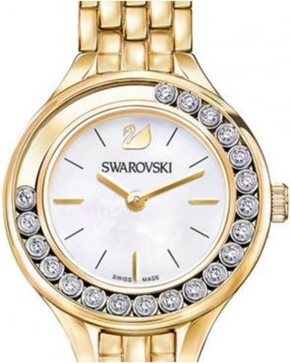  Shop Authentic Swarovski Lovely Crystals White Dial Gold Steel Strap Watch for Women - 5242895 - Luxxuri