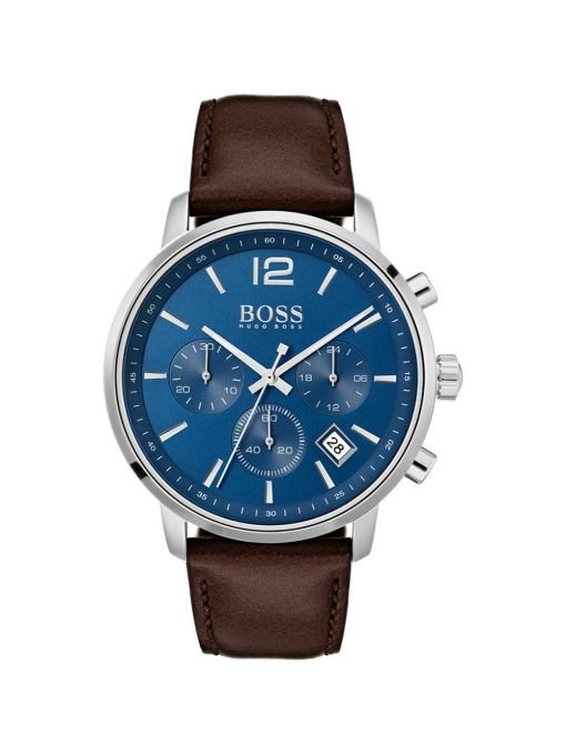  Shop Authentic Hugo Boss Attitude Blue Dial Brown Leather Strap Watch for Men - 1513606 - Luxxuri