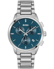 Shop Authentic Hugo Boss Dapper Chronograph Blue Dial Silver Steel Strap Watch For Men - 1513927 - Luxxuri