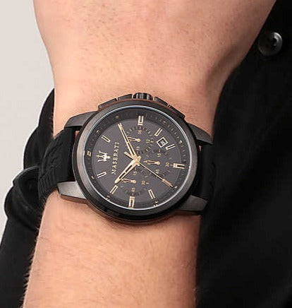  Shop Authentic Maserati Successo Black Dial Black Rubber Strap Watch For Men - R8871621011 - Luxxuri