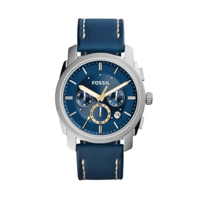  Shop Authentic Fossil Machine Chronograph Blue Dial Blue Leather Strap Watch for Men - FS5262 - Luxxuri