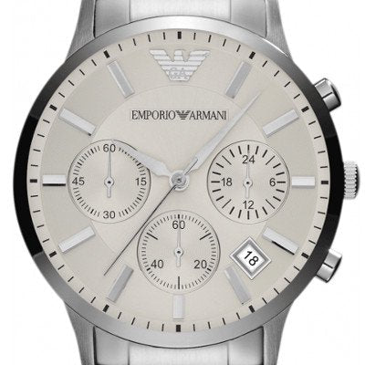  Shop Authentic Emporio Armani Renato Chronograph Cream Dial Silver Steel Strap Watch For Men - AR2458 - Luxxuri