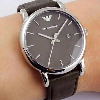  Shop Authentic Emporio Armani Classic Quartz Grey Dial Grey Leather Strap Watch For Men - AR1730 - Luxxuri