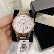  Shop Authentic Emporio Armani Giovanni Chronograph Quartz White Dial Two Tone Steel Strap Watch For Men - AR11209 - Luxxuri