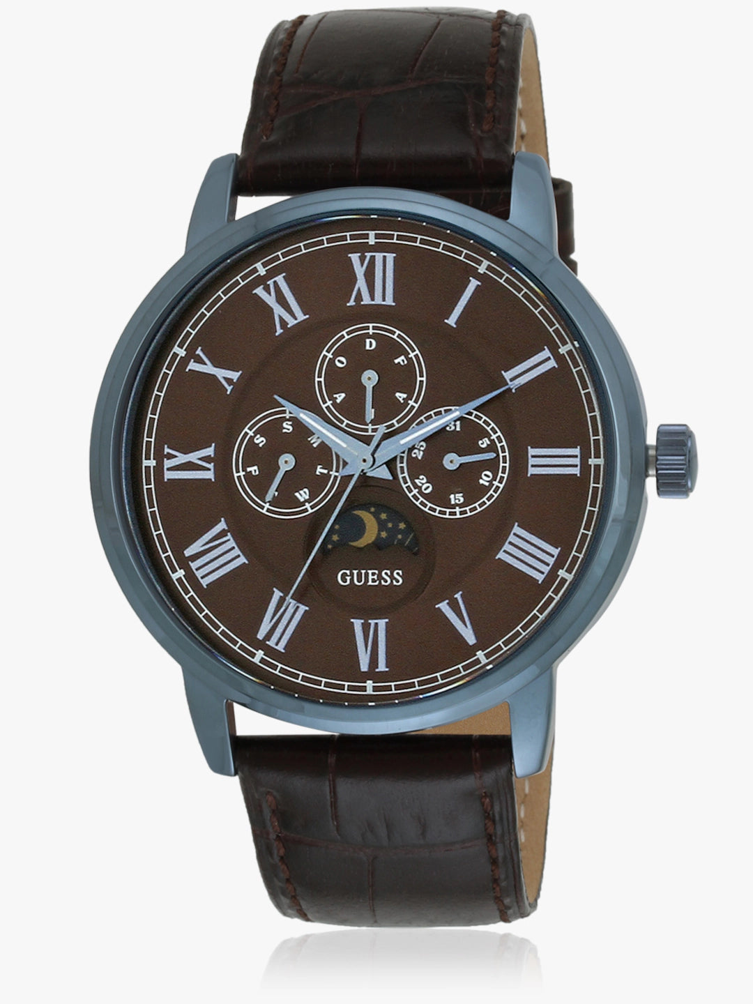  Shop Authentic Guess Delancy Analog Brown Dial Brown Leather Strap Watch For Men - W0870G3 - Luxxuri