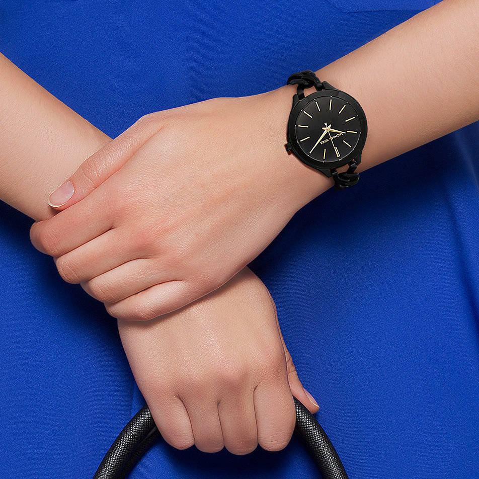  Shop Authentic Michael Kors Slim Runway Black Dial Black Steel Strap Watch for Women - MK3317 - Luxxuri