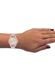  Shop Authentic Calvin Klein City White Dial White Leather Strap Watch for Women - K2G231XH - Luxxuri