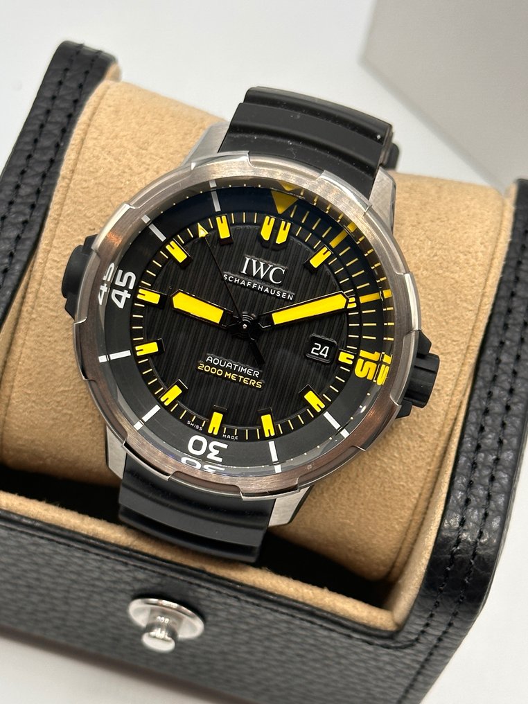  Shop Authentic IWC Aquatimer Automatic 2000 Black Dial Black Rubber Strap Watch for Men - IW358001 - Luxxuri