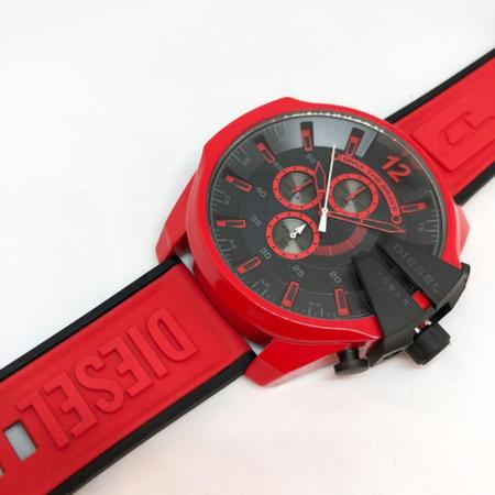  Shop Authentic Diesel Mega Chief Chronograph Black Dial Red Rubber Strap Watch For Men - DZ4526 - Luxxuri