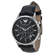  Shop Authentic Emporio Armani Renato Chronograph Black Dial Black Leather Strap Watch For Men - AR2447 - Luxxuri