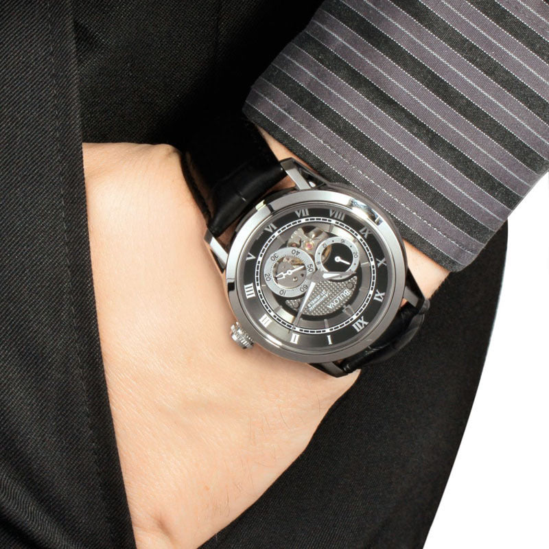  Shop Authentic Bulova BVA Classic Automatic Silver Dial Black Leather Strap Watch for Men - 96A135 - Luxxuri