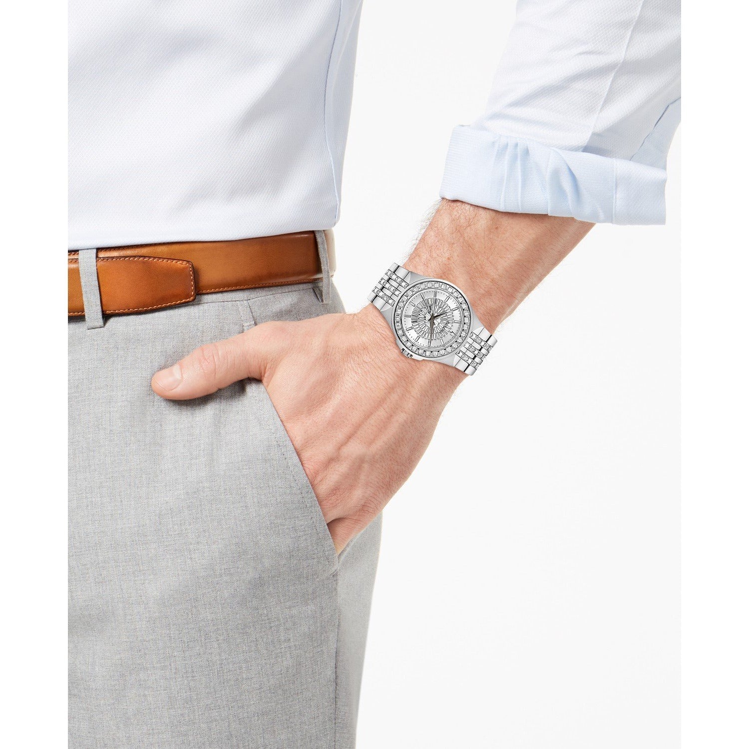  Shop Authentic Bulova Phantom Crystal Silver Dial Silver Steel Strap Watch for Men - 96A236 - Luxxuri