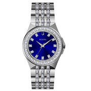  Shop Authentic Bulova Phantom Baguette Crystal Blue Dial Silver Steel Strap Watch for Men - 96A254 - Luxxuri