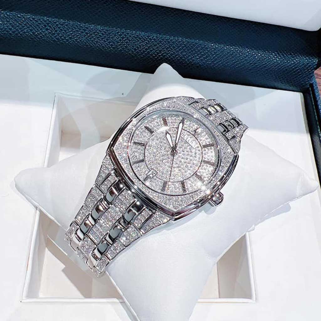  Shop Authentic Bulova Phantom Swarovski Crystal Pave Silver Dial Silver Steel Strap Watch for Men - 98B296 - Luxxuri