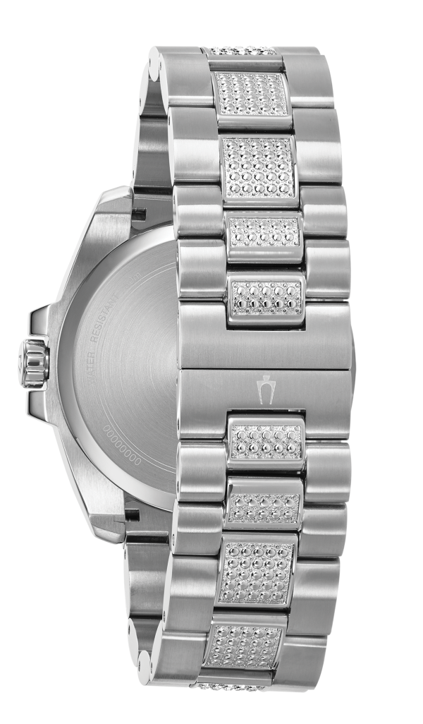  Shop Authentic Bulova Crystal Collection Chronograph Black Dial Two Tone Steel Strap Watch for Men - 96C126 - Luxxuri