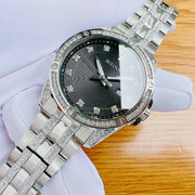  Shop Authentic Bulova Crystal Collection Black Dial Silver Steel Strap Watch for Men - 96K104 - Luxxuri