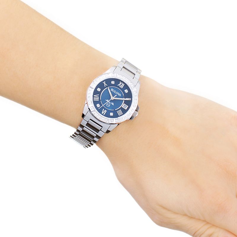  Shop Authentic Bulova Marine Star Blue Dial Silver Steel Strap Watch for Women - 96R215 - Luxxuri