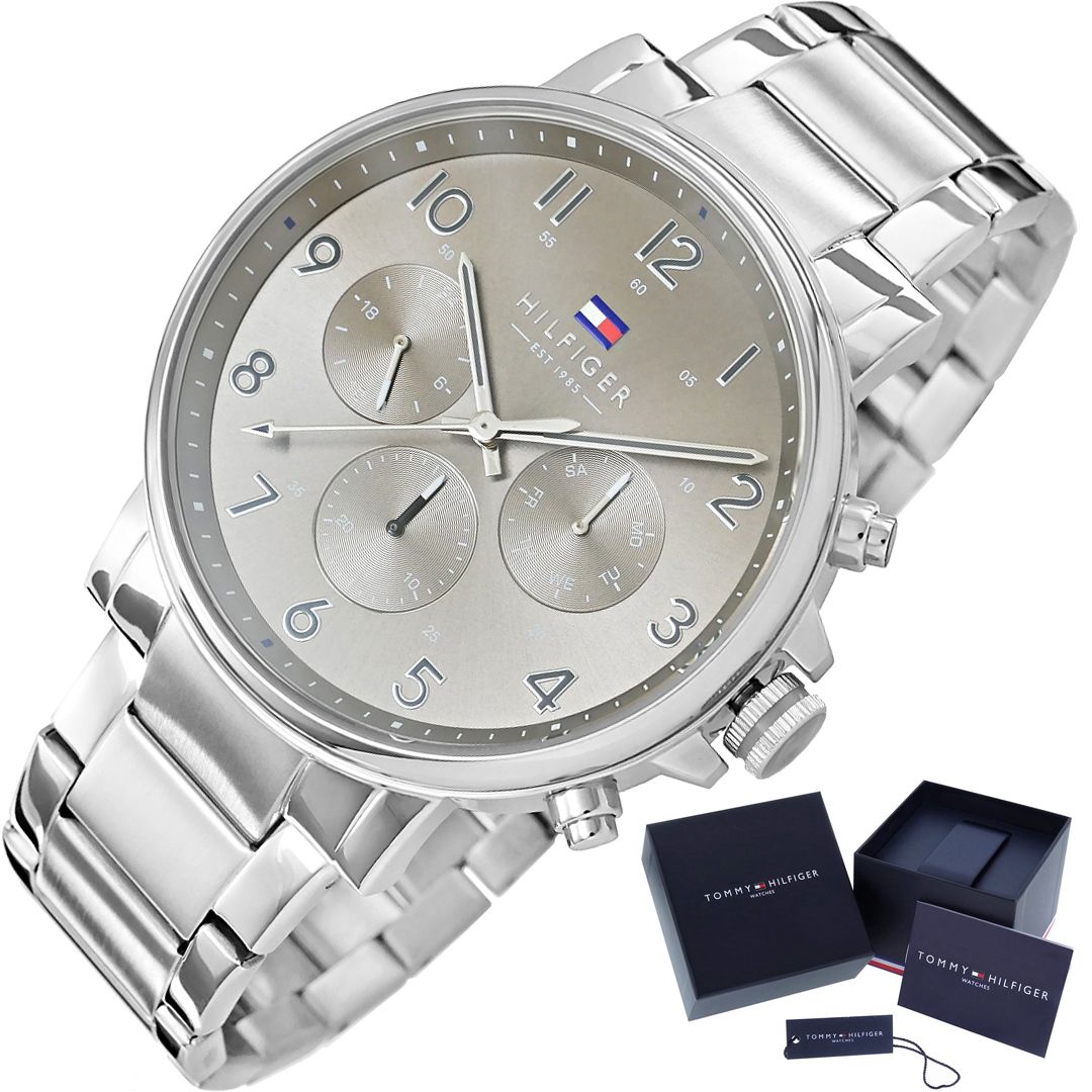  Shop Authentic Tommy Hilfiger Chronograph Grey Dial Silver Steel Strap Watch for Men - 1710382 - Luxxuri