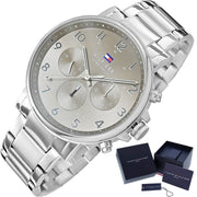  Shop Authentic Tommy Hilfiger Chronograph Grey Dial Silver Steel Strap Watch for Men - 1710382 - Luxxuri