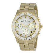  Shop Authentic Marc Jacobs Blade Chronograph White Dial Gold Steel Strap Watch for Women - MBM3081 - Luxxuri