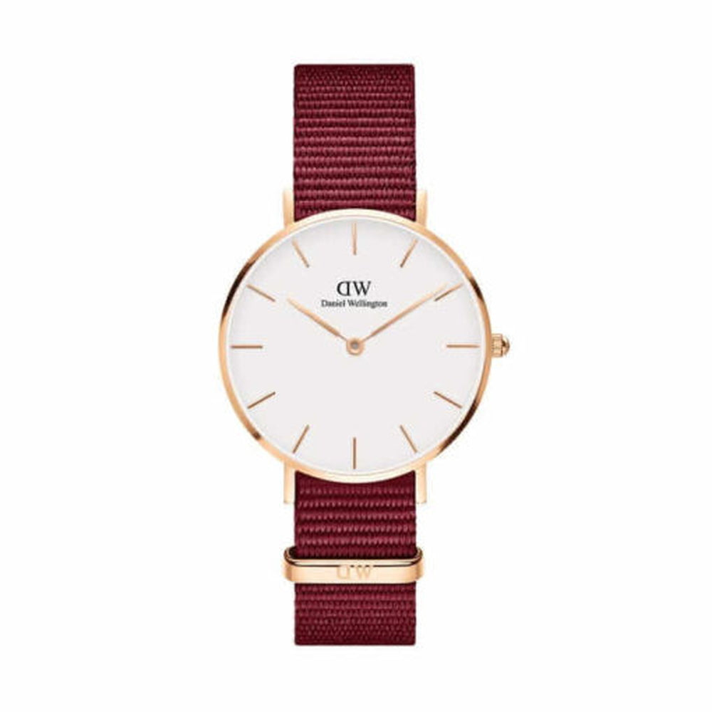  Shop Authentic Daniel Wellington Petite Roselyn White Dial Red Nylon Strap Watch For Women - DW00100291 - Luxxuri