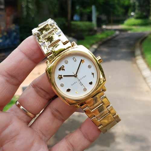  Shop Authentic Marc Jacobs Mandy White Dial Gold Steel Strap Watch for Women - MJ3573 - Luxxuri