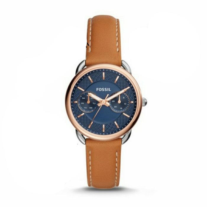  Shop Authentic Fossil Tailor Date-Day Quartz Blue Dial Brown Leather Strap Watch for Women - ES4257 - Luxxuri