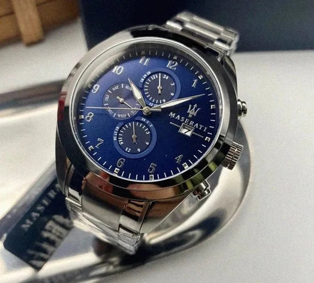  Shop Authentic Maserati Traguardo Blue Dial Silver Steel Strap Watch For Men - R8853112505 - Luxxuri