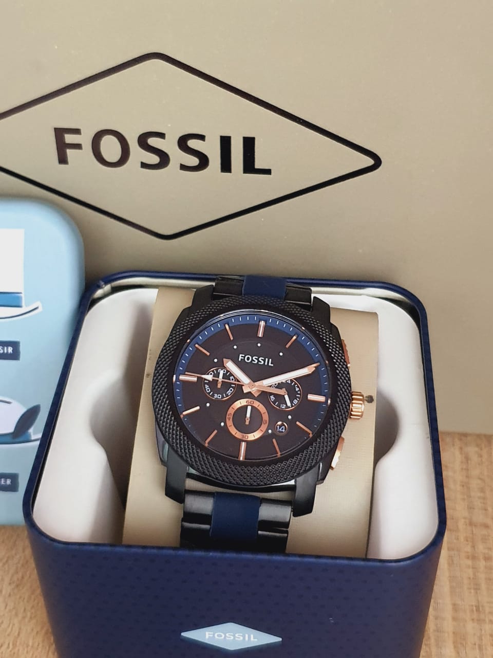  Shop Authentic Fossil Machine Chronograph Black Dial Two Tone Steel Strap Watch for Men - FS5164 - Luxxuri