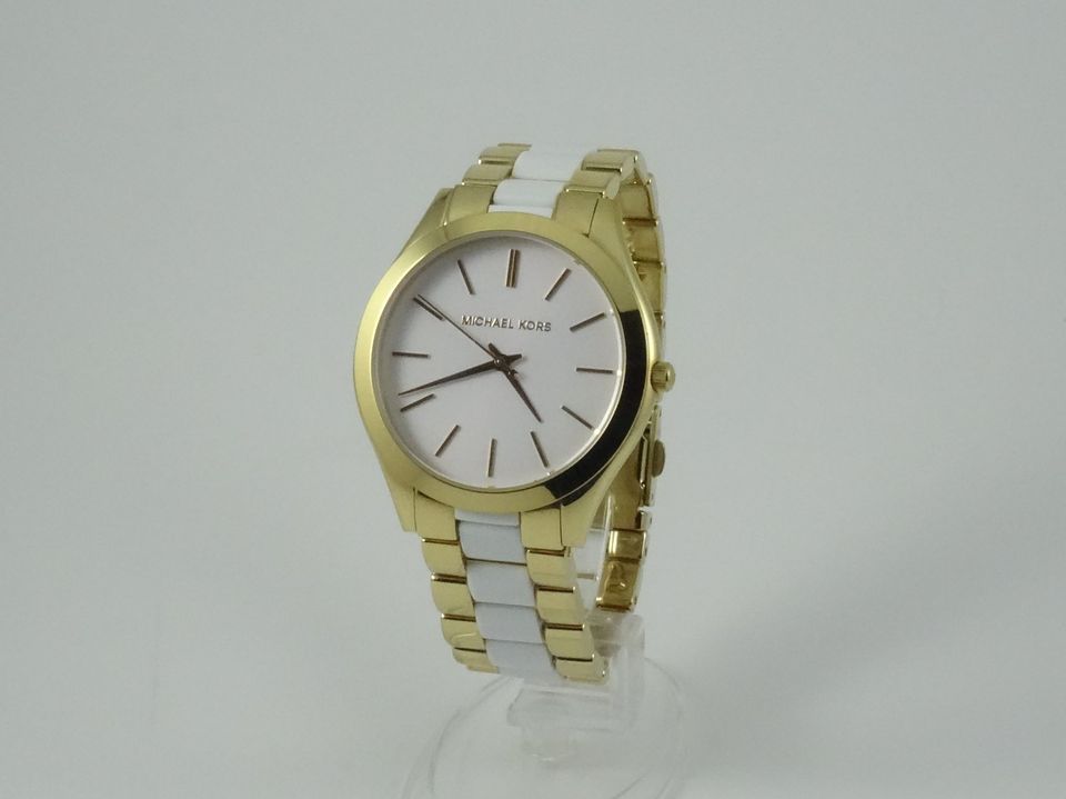  Shop Authentic Michael Kors Slim Runway Quartz White Dial Two Tone Steel Strap Watch For Women - MK4295 - Luxxuri