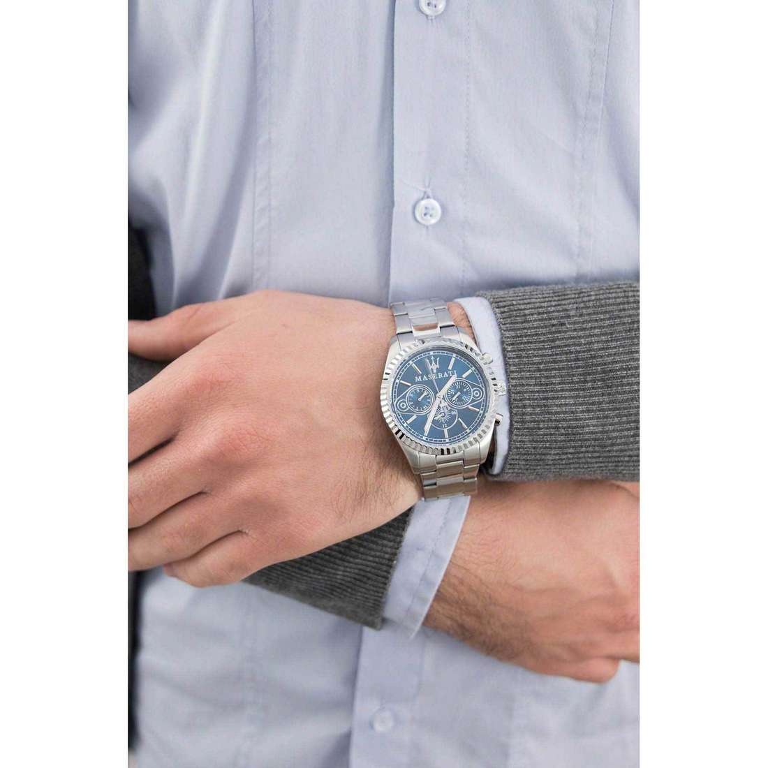  Shop Authentic Maserati Competizione Chronograph Blue Dial Silver Steel Strap Watch For Men - R8853100013 - Luxxuri