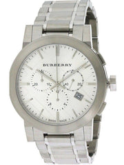  Shop Authentic Burberry The City Chronograph Silver Dial Silver Steel Strap Watch for Men - BU9350 - Luxxuri