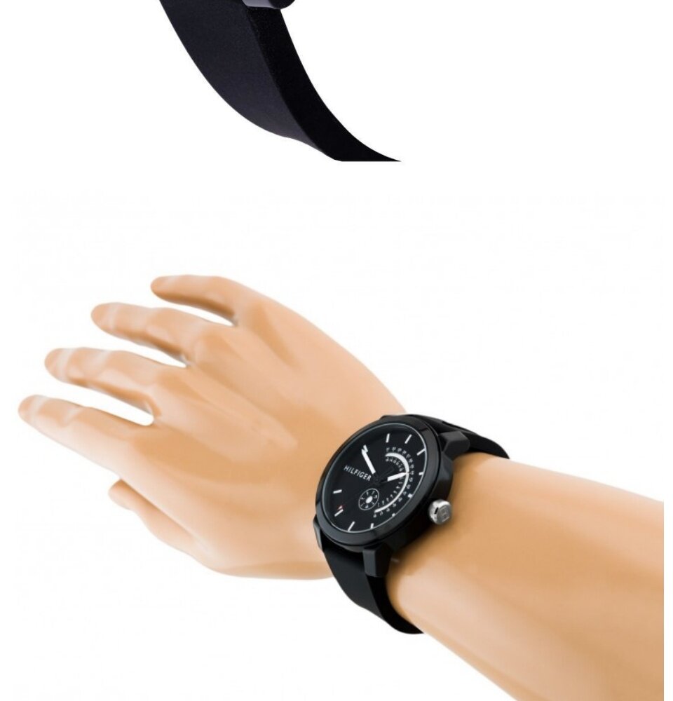 Shop Authentic Tommy Hilfiger Denim Quartz Black Dial Black Rubber Strap Watch for Men - 1791483 - Luxxuri
