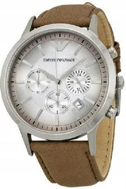  Shop Authentic Emporio Armani Classic Chronograph Silver Dial Brown Leather Strap Watch For Men - AR2471 - Luxxuri