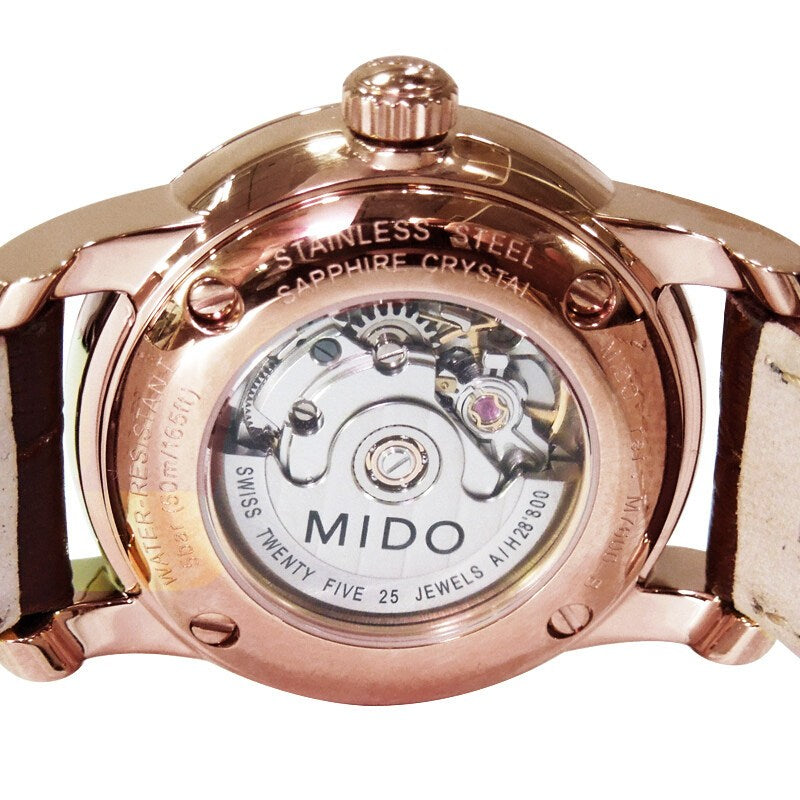  Shop Authentic Mido Baroncelli III Automatic Diamonds Brown Dial Brown Leather Strap Watch For Women - M7600.3.64.8 - Luxxuri