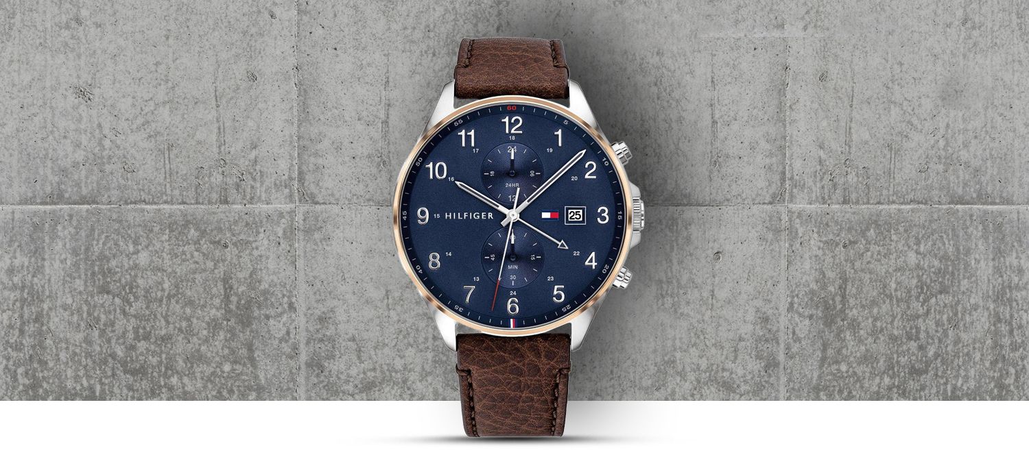  Shop Authentic Tommy Hilfiger West Chronograph Blue Dial Brown Leather Strap Watch For Men - 1791712 - Luxxuri