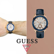  Shop Authentic Guess Pinnacle Chronograph White Dial Blue Leather Strap Watch For Men - W0673G6 - Luxxuri